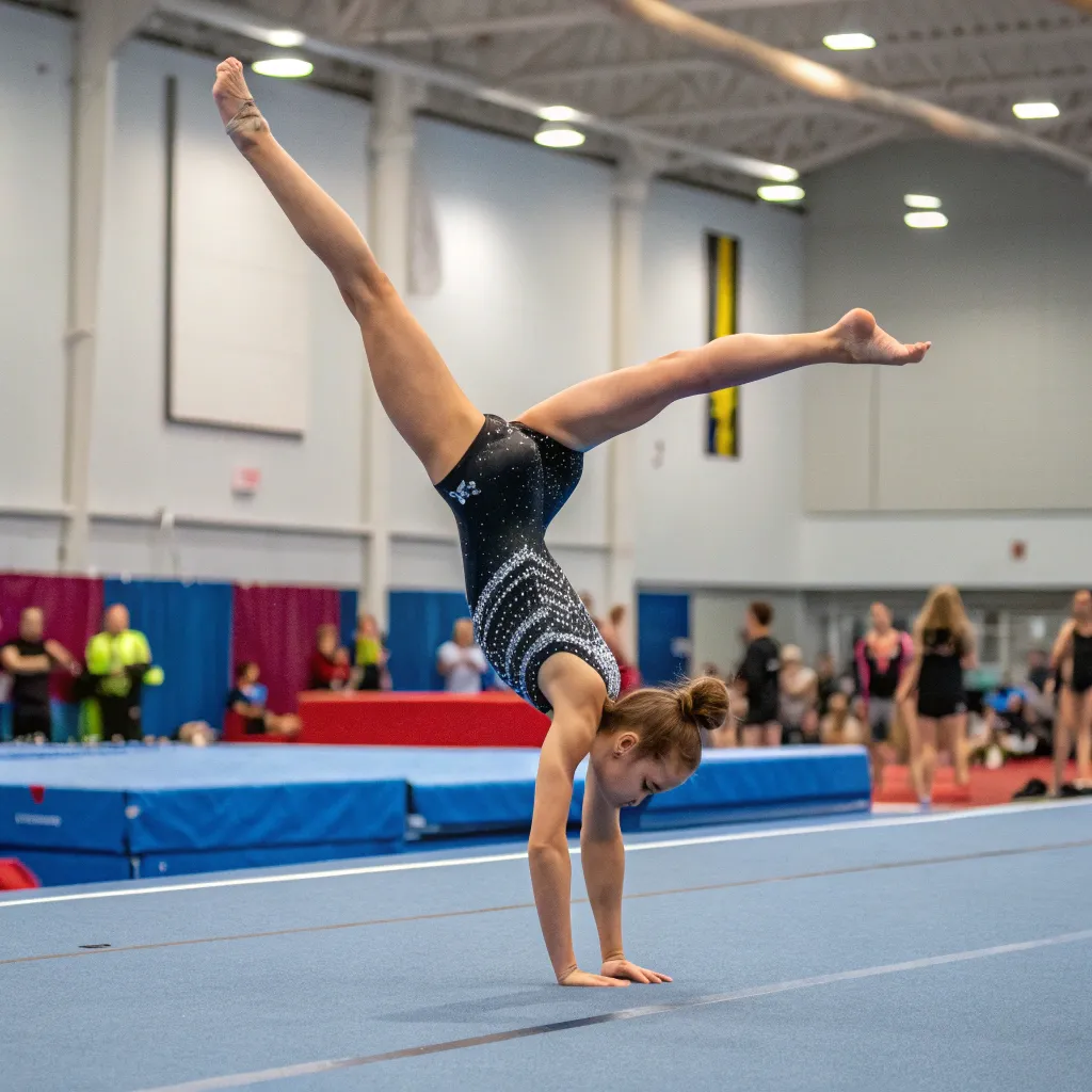 Gymnast performing a tumbling routine